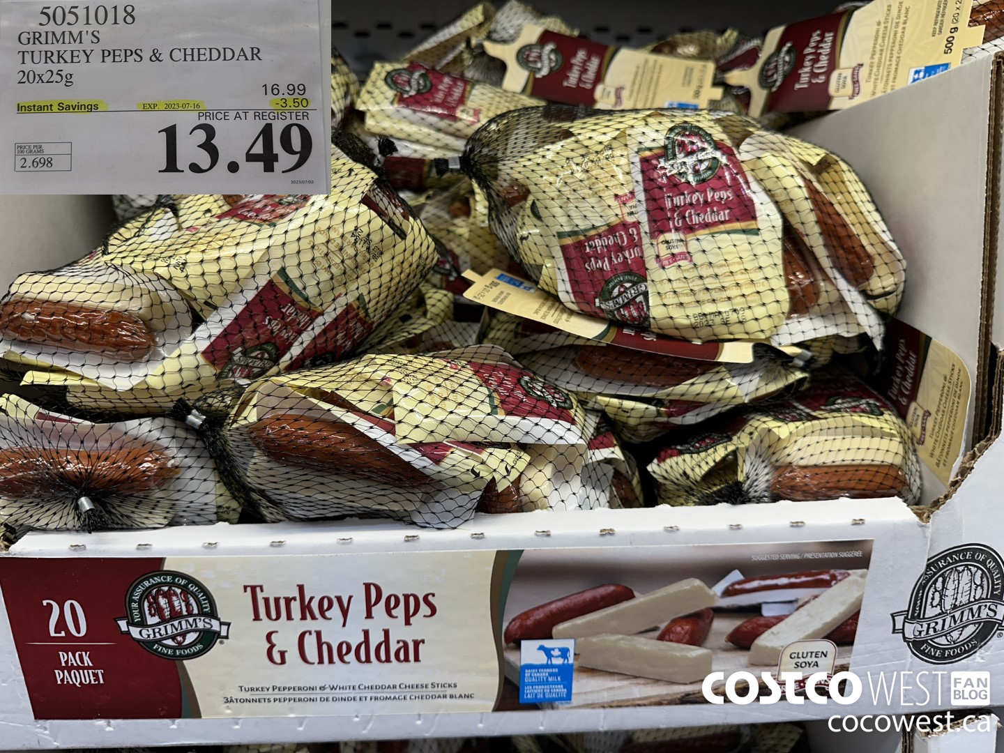 5051018 GRIMM'S TURKEY PEPS & CHEDDAR 20X25G ($3.50 INSTANT SAVINGS EXPIRES ON 2023-07-16) $13.49