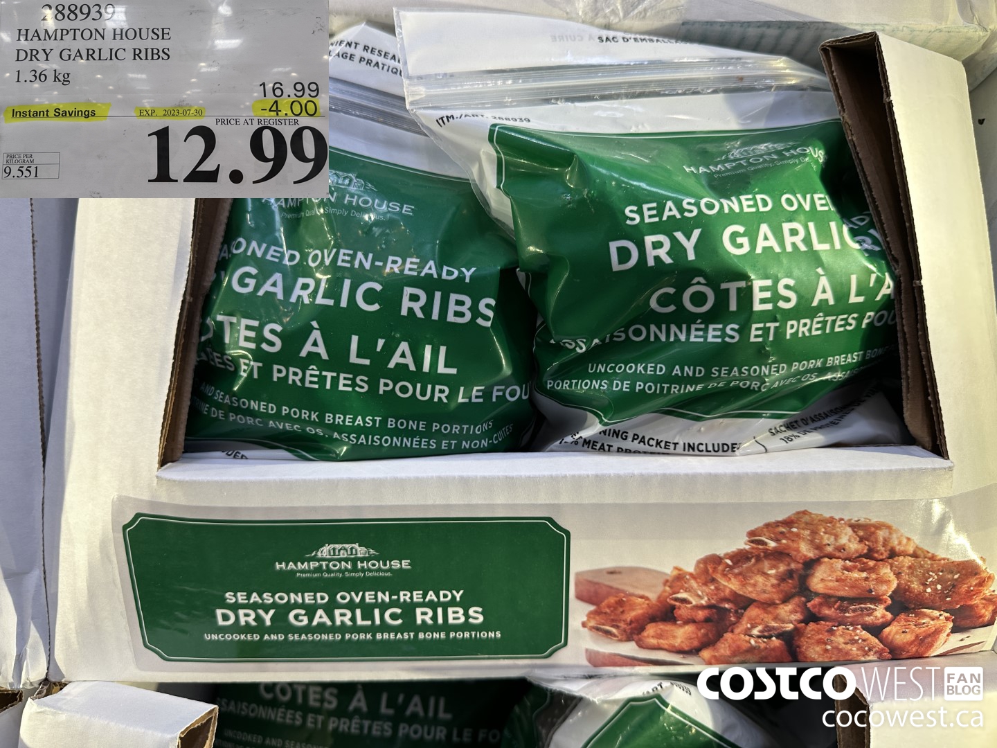 288939 HAMPTON HOUSE DRY GARLIC RIBS 1.36 kg ($4.00 INSTANT SAVINGS EXPIRES ON 2023-07-30) $12.99