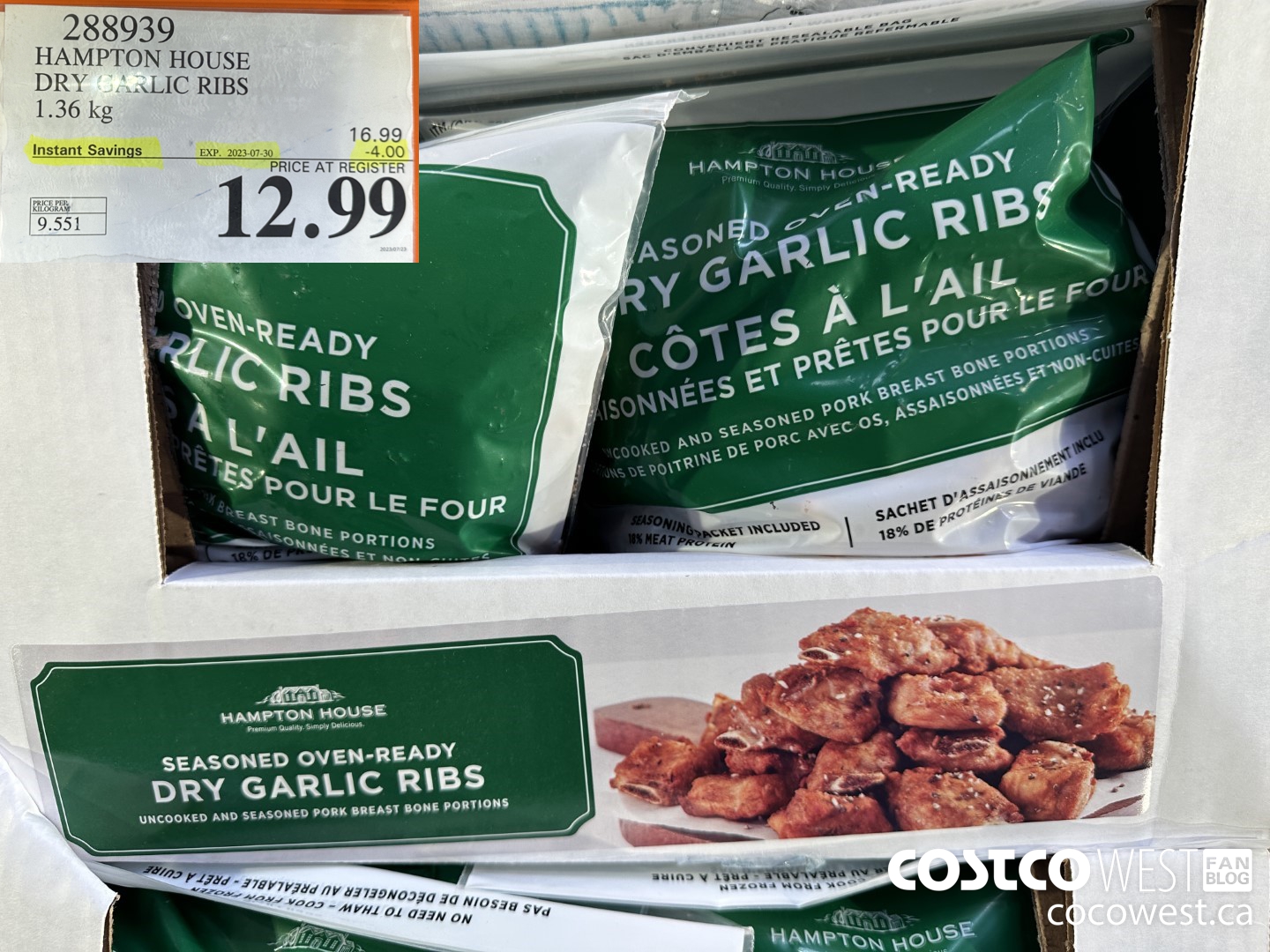 288939 HAMPTON HOUSE DRY GARLIC RIBS 1.36 kg ($4.00 INSTANT SAVINGS EXPIRES ON 2023-07-30) $12.99