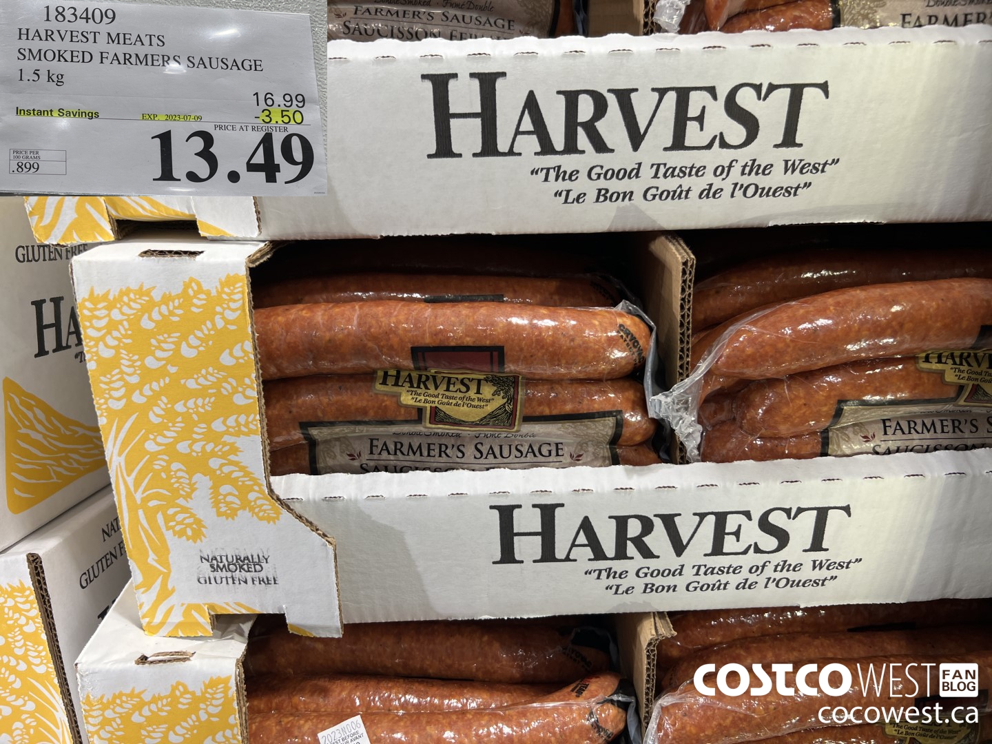 183409 HARVEST MEATS SMOKED FARMERS SAUSAGE 1.5 kg ($3.50 INSTANT SAVINGS EXPIRES ON 2023-07-09) $13.49