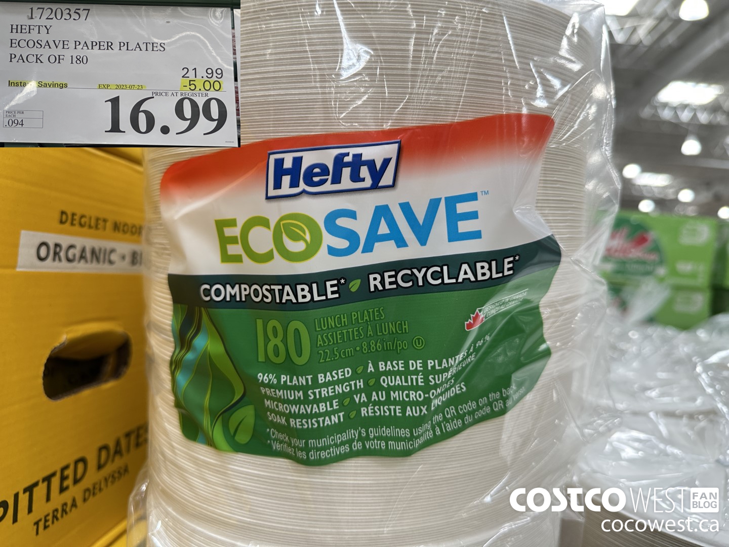 1720357 HEFTY ECOSAVE PAPER PLATES PACK OF 180 ($5.00 INSTANT SAVINGS EXPIRES ON 2023-07-23) $16.99