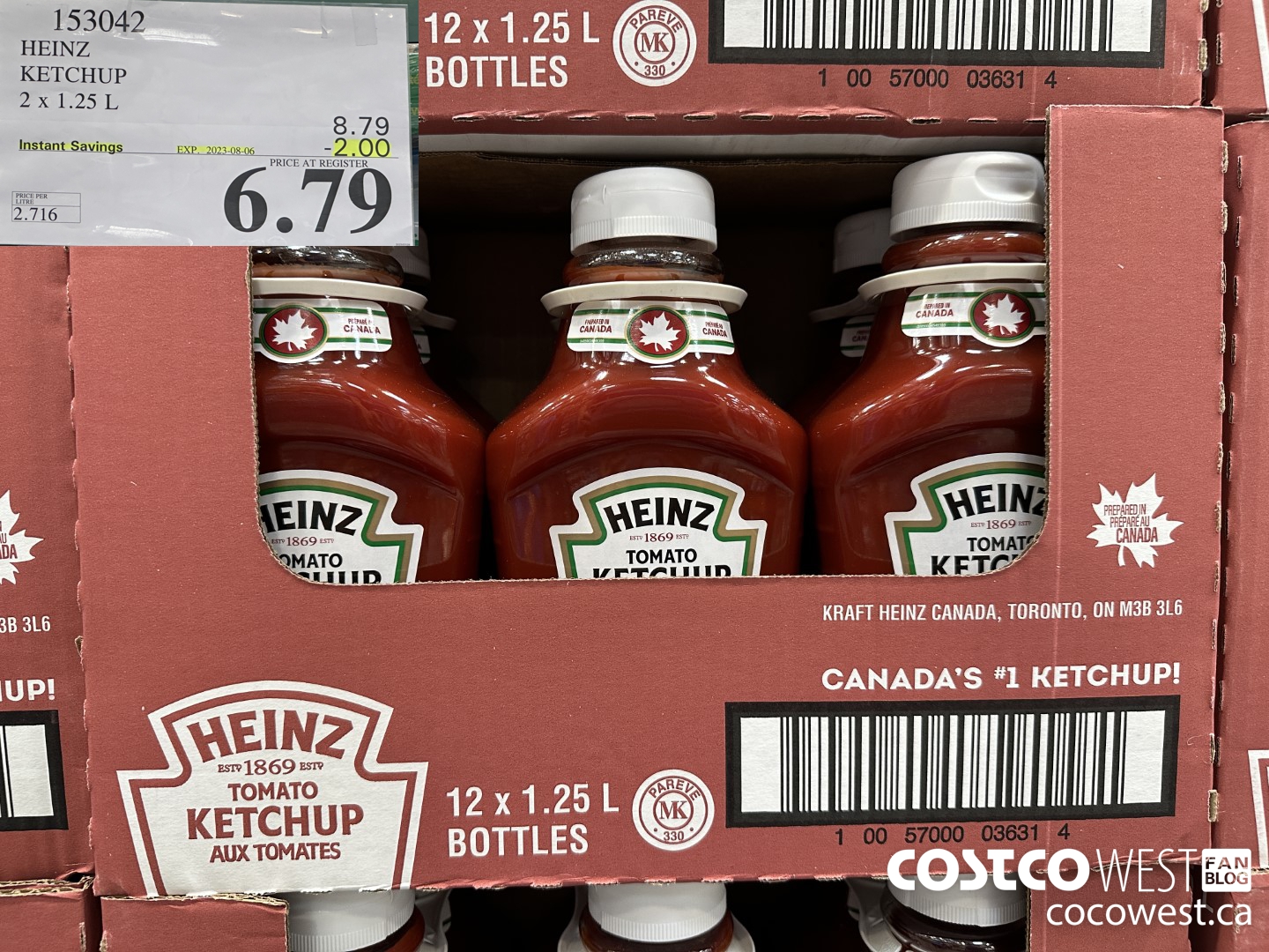 153042 HEINZ KETCHUP 2 x 1.25 L ($2.00 INSTANT SAVINGS EXPIRES ON 2023-08-06) $6.79