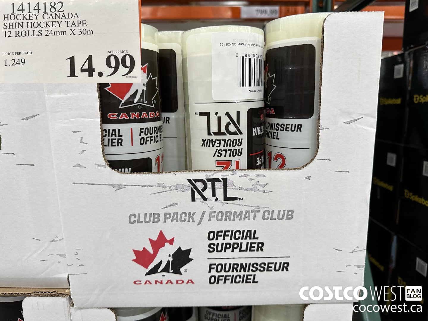 1414182 HOCKEY CANADA CLEAR SPORTS TAPE 12 ROLL 24MM X 30M $14.99