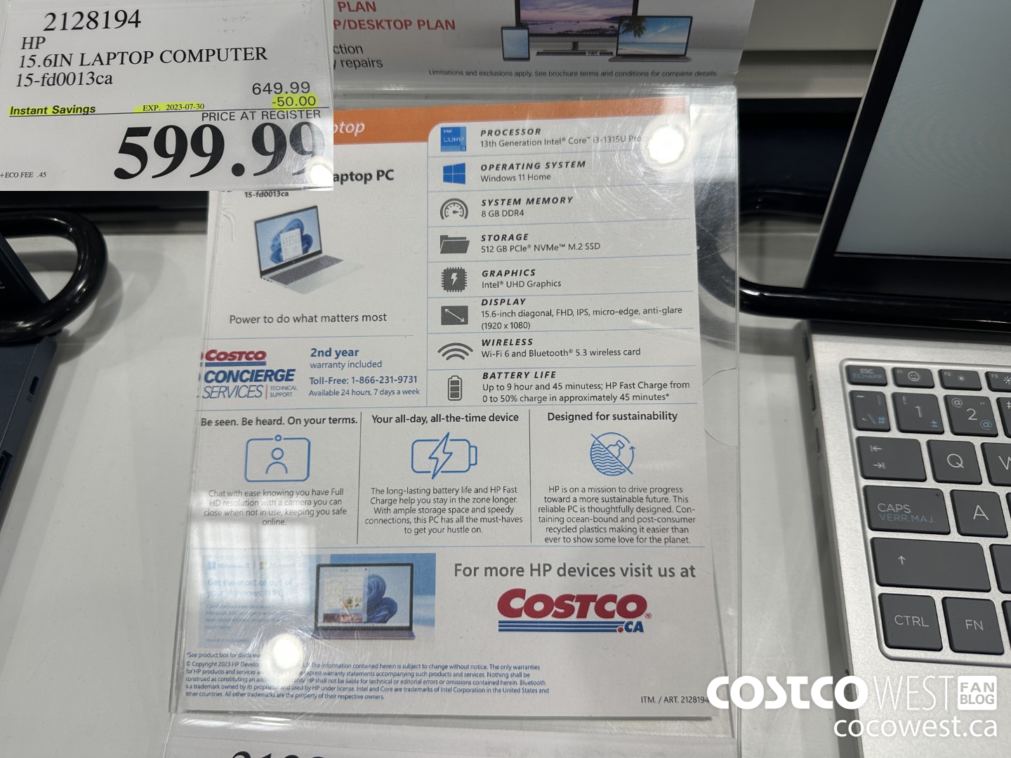 2128194 HP 15.6IN LAPTOP COMPUTER 15-FD0013CA ($50.00 INSTANT SAVINGS EXPIRES ON 2023-07-30) $599.99