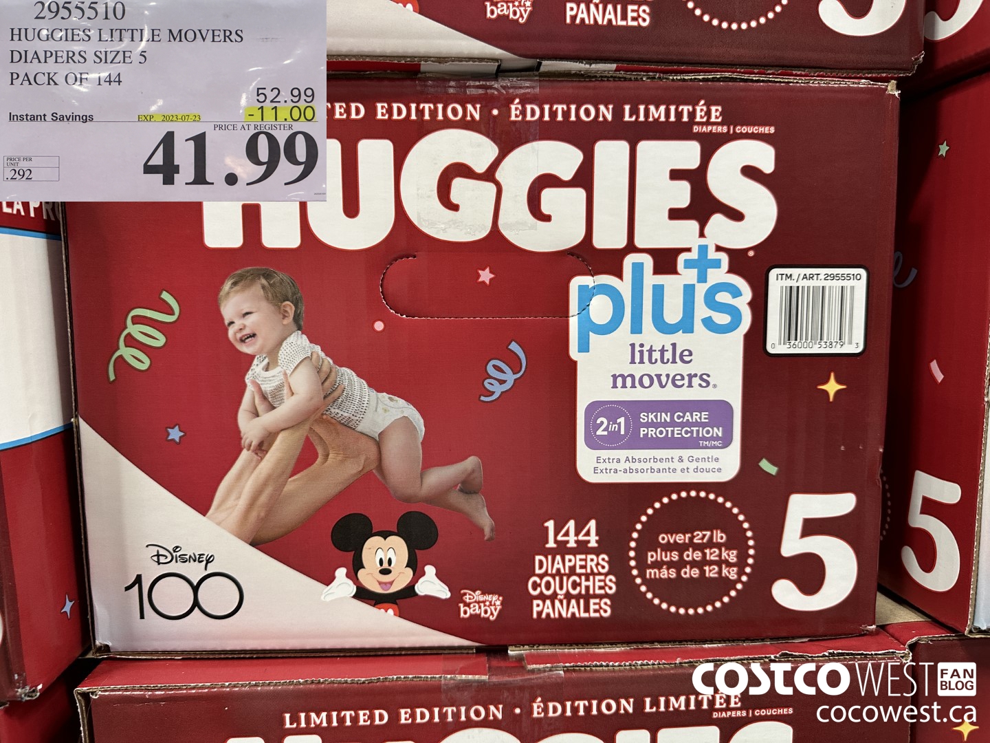 2955510 HUGGIES LITTLE MOVERS DIAPERS SIZE 5 PACK OF 144  ($11.00 INSTANT SAVINGS EXPIRES ON 2023-07-23) $41.99