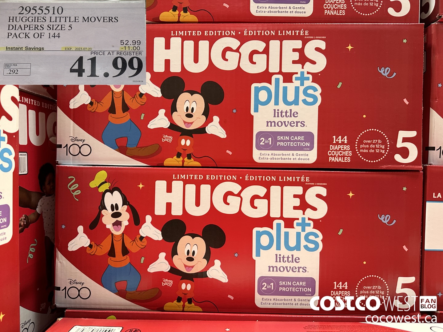 2955510 HUGGIES LITTLE MOVERS DIAPERS SIZE 5 PACK OF 144  ($11.00 INSTANT SAVINGS EXPIRES ON 2023-07-23) $41.99
