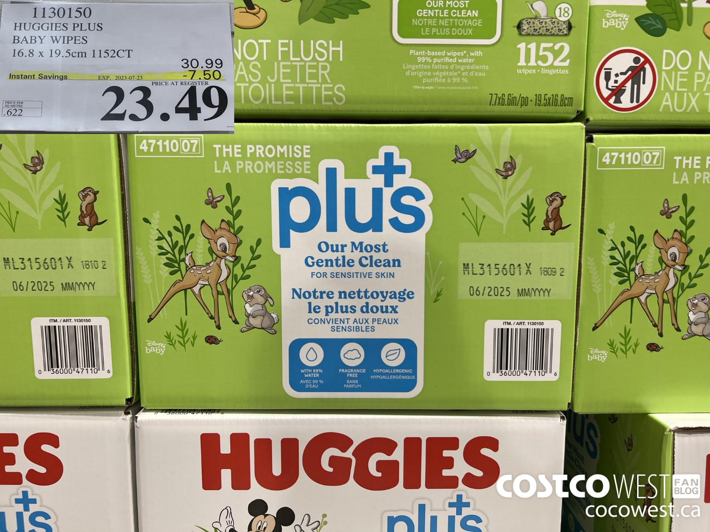 1130150 HUGGIES PLUS BABY WIPES 16.8 X 19.5 CM 1152CT ($7.50 INSTANT SAVINGS EXPIRES ON 2023-07-23) $23.49