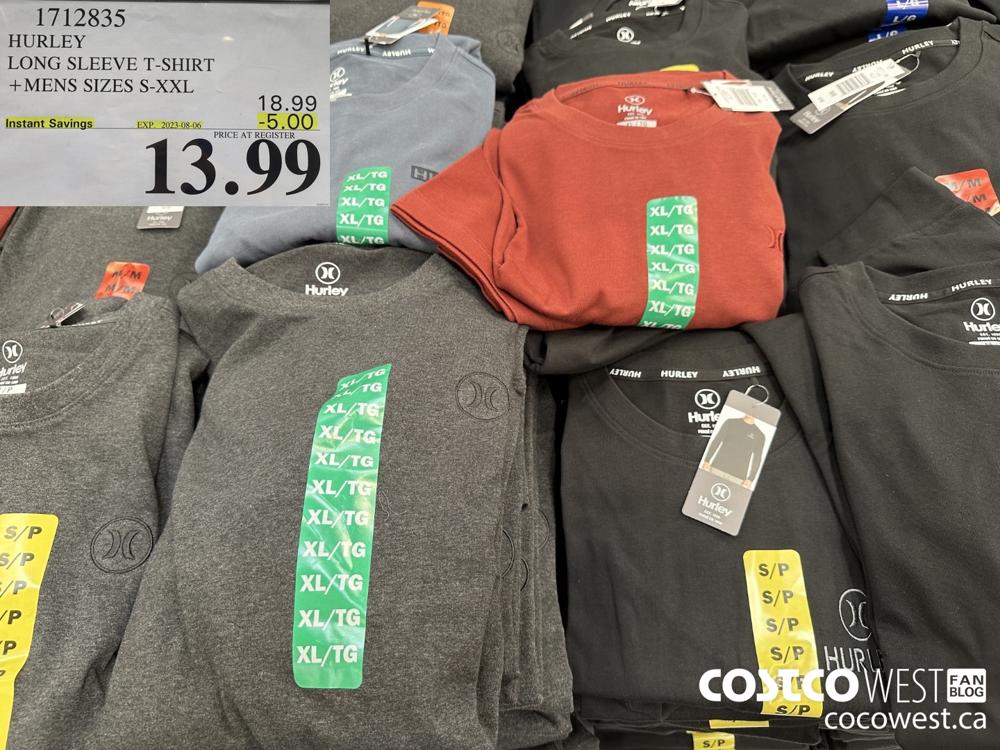 1712835 HURLEY LONG SLEEVE T-SHIRT MENS SIZES S-XXL ($5.00 INSTANT SAVINGS EXPIRES ON 2023-08-06) $13.99