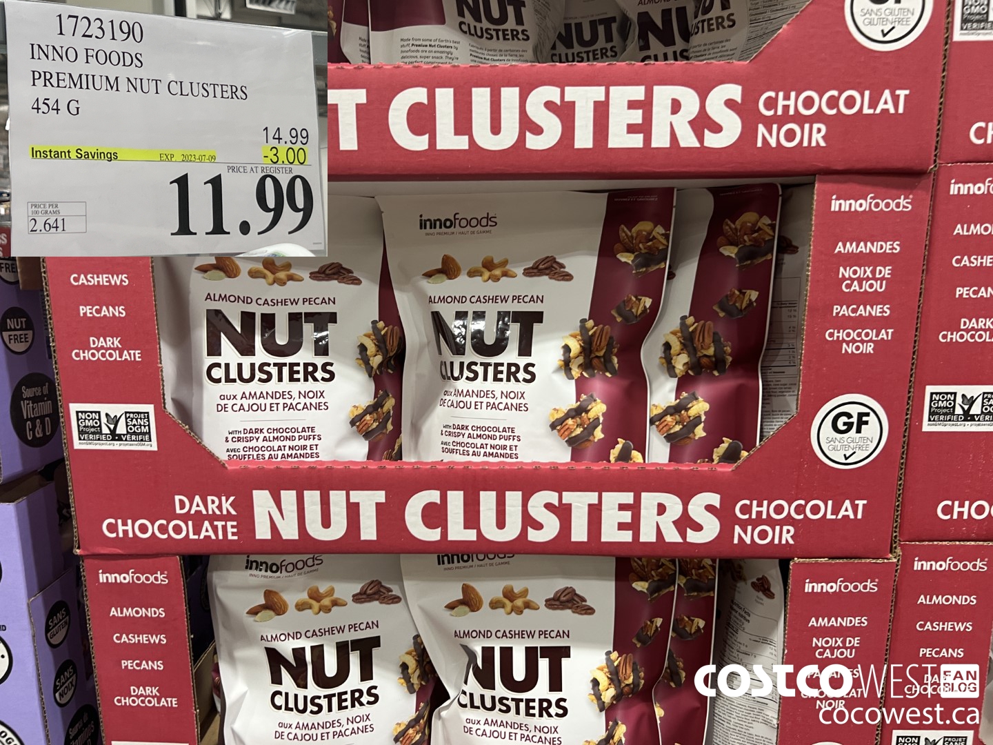 1723190 INNO FOODS PREMIUM NUT CLUSTERS 454G ($3.00 INSTANT SAVINGS EXPIRES ON 2023-07-09) $11.99