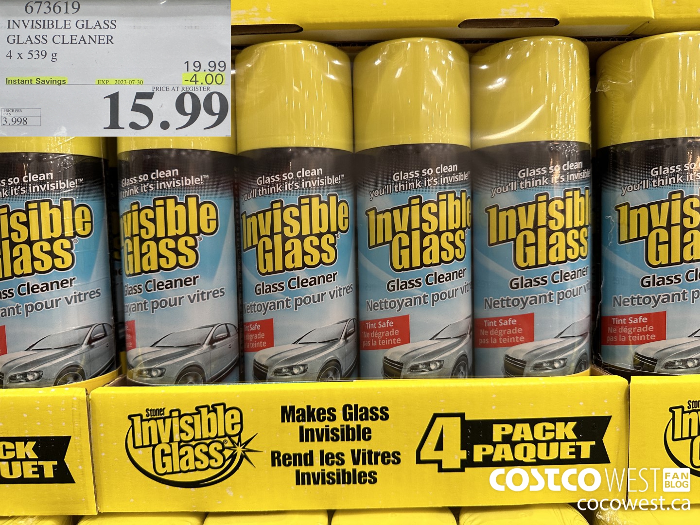 673619 INVISIBLE GLASS GLASS CLEANER 4 X 539 g ($4.00 INSTANT SAVINGS EXPIRES ON 2023-07-30) $15.99