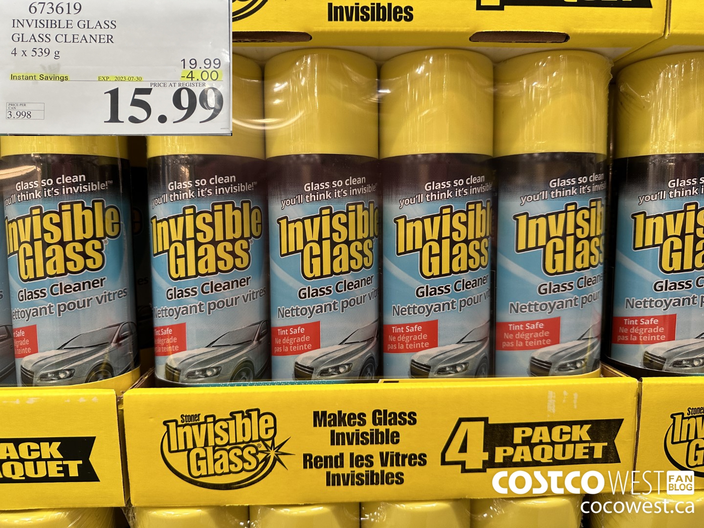673619 INVISIBLE GLASS GLASS CLEANER 4 X 539 g ($4.00 INSTANT SAVINGS EXPIRES ON 2023-07-30) $15.99