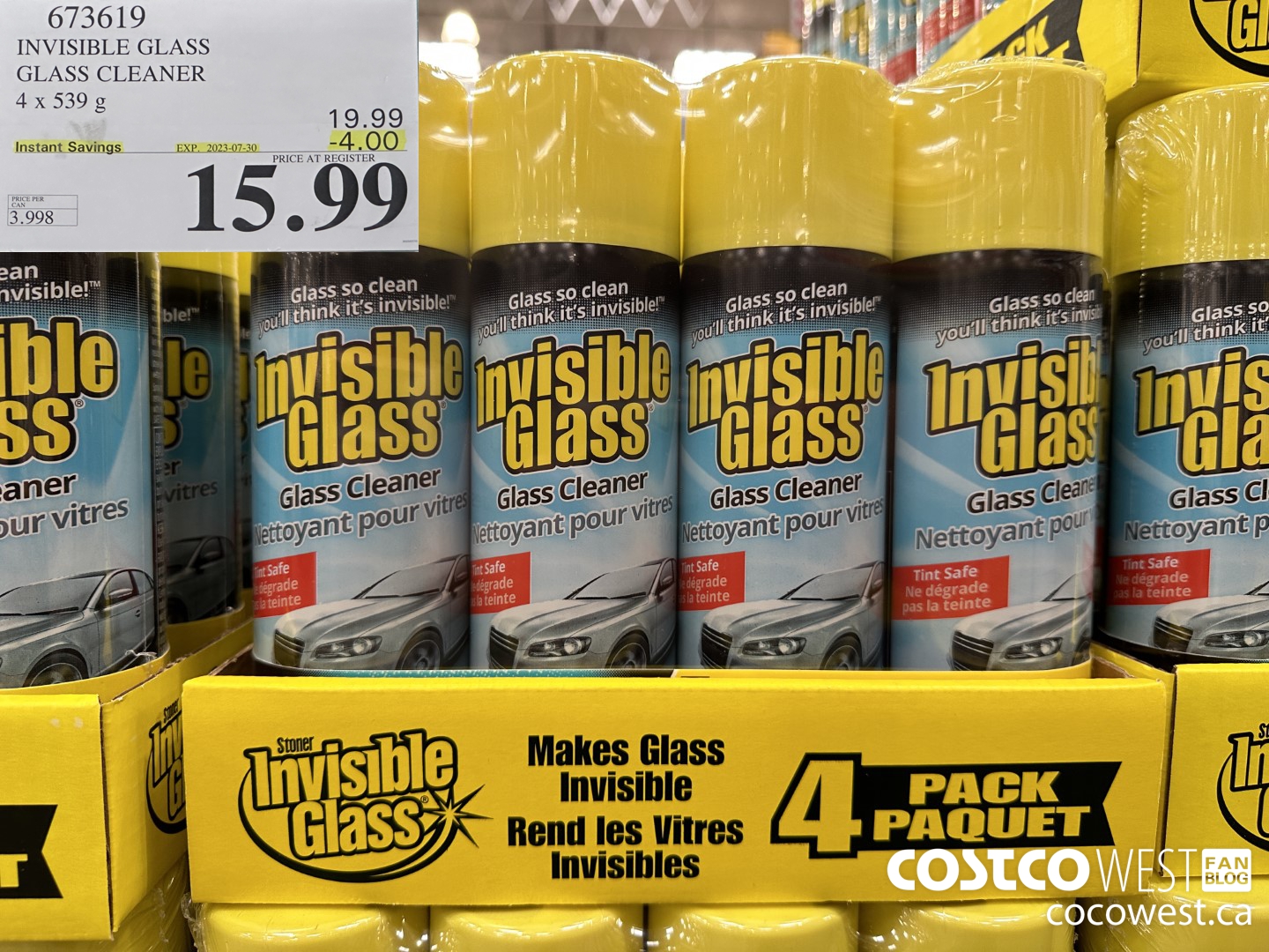 673619 INVISIBLE GLASS GLASS CLEANER 4 X 539 g ($4.00 INSTANT SAVINGS EXPIRES ON 2023-07-30) $15.99