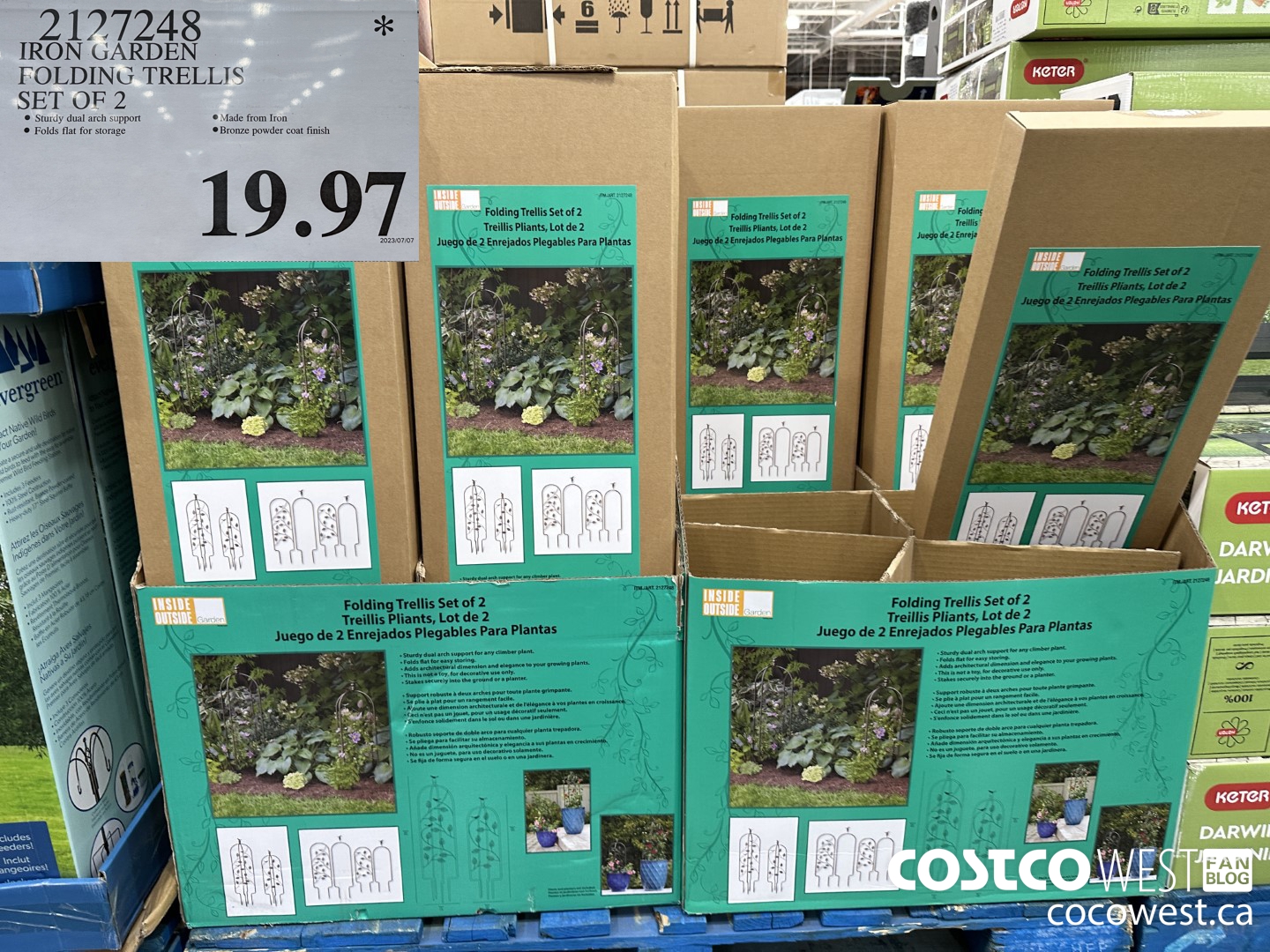 2127248 IRON GARDEN FOLDING TRELLIS SET OF 2 $19.97