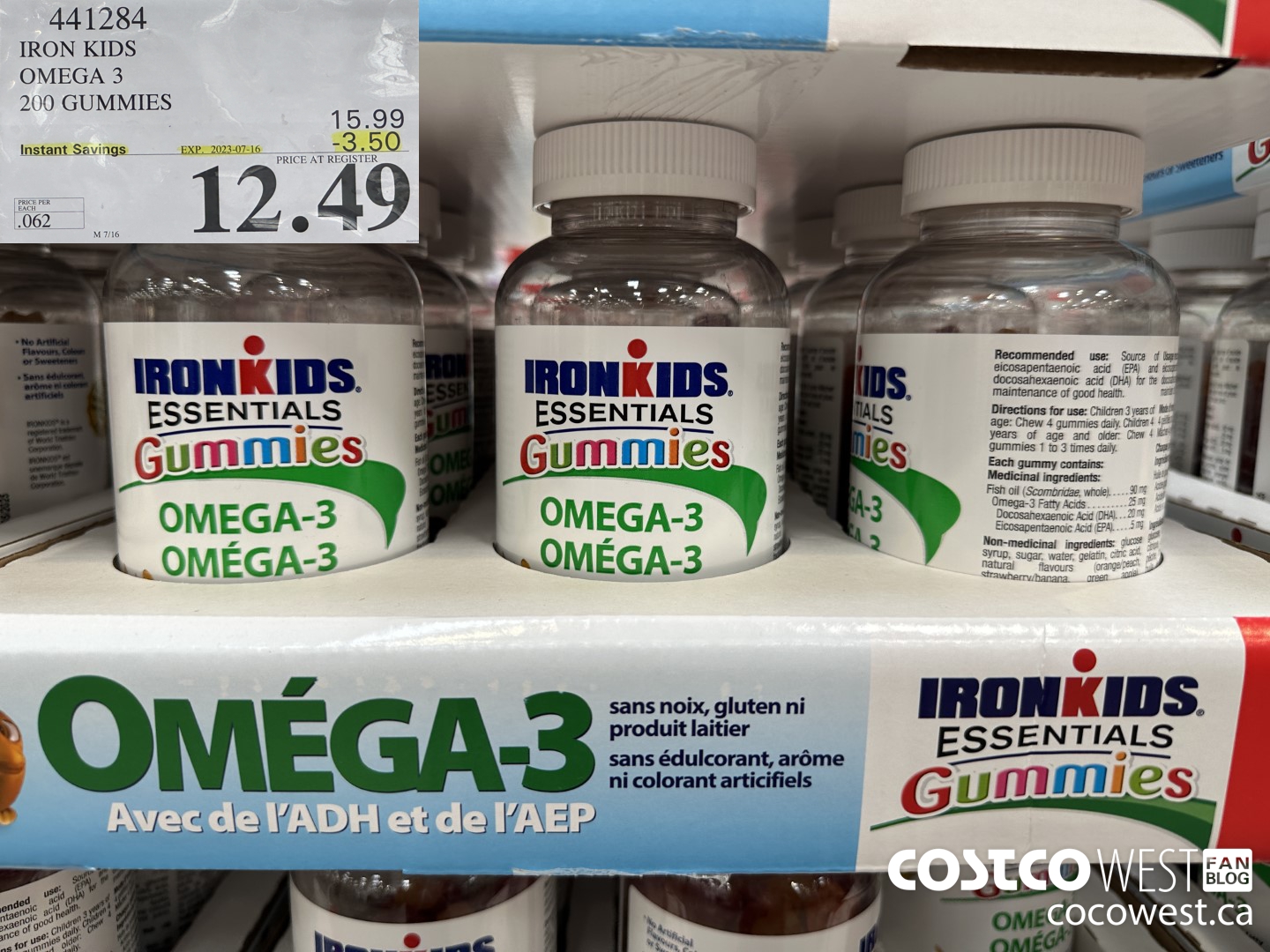441284 IRON KIDS OMEGA 3 200 GUMMIES ($3.50 INSTANT SAVINGS EXPIRES ON 2023-07-16) $12.49