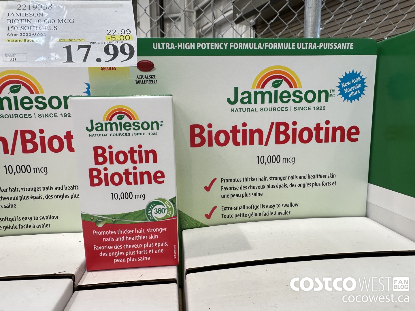 2219938 JAMIESON BIOTIN 10,000 MCG 150 SOFTGELS ($5.00 INSTANT SAVINGS EXPIRES ON 2023-07-23) $17.99