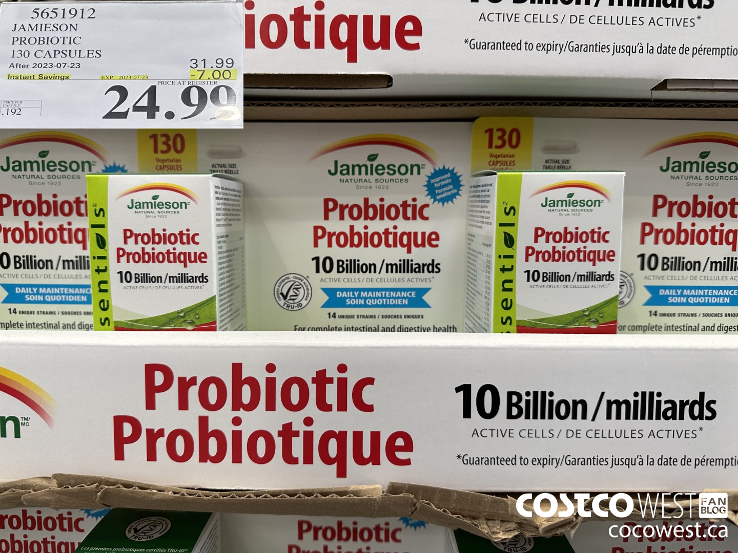 5651912 JAMIESON PROBIOTIC 130 CAPSULES ($7.00 INSTANT SAVINGS EXPIRES ON 2023-07-23) $24.99