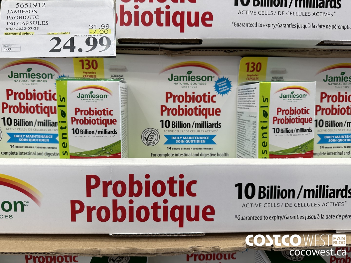 5651912 JAMIESON PROBIOTIC 130 CAPSULES ($7.00 INSTANT SAVINGS EXPIRES ON 2023-07-23) $24.99