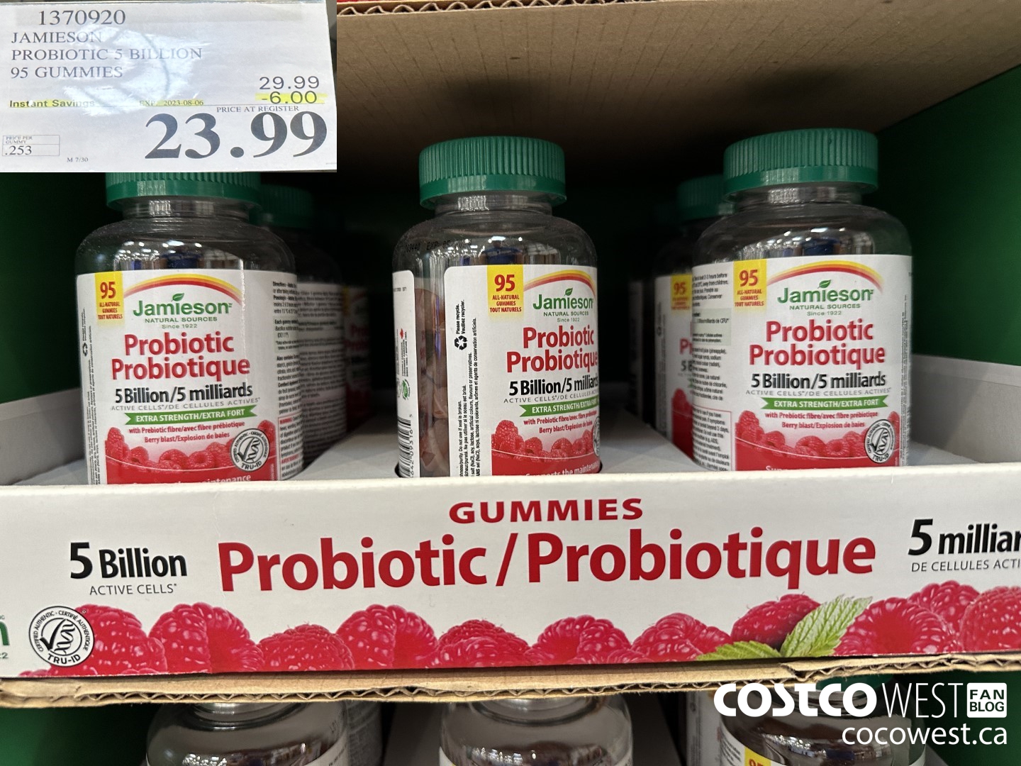 1370920 JAMIESON PROBIOTIC 5 BILLION 95 GUMMIES ($6.00 INSTANT SAVINGS EXPIRES ON 2023-08-06) $23.99