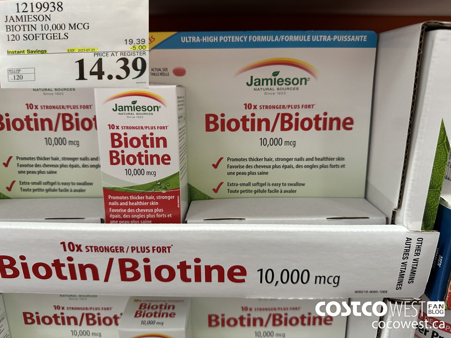 1219938 JAMIESON BIOTIN 10,000 MCG 120 SOFTGELS ($5.00 INSTANT SAVINGS EXPIRES ON 2023-07-23) $14.39