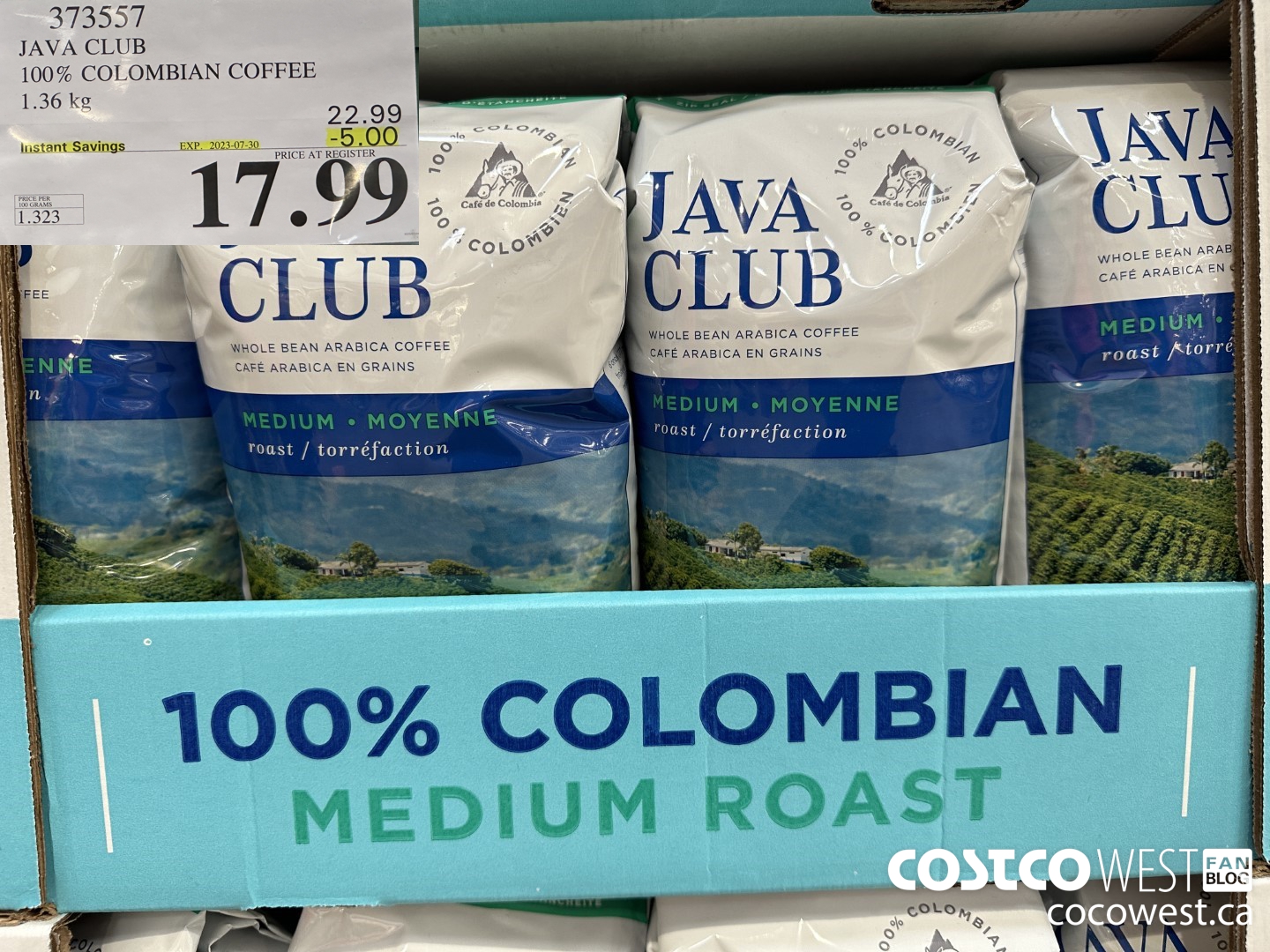 373557 JAVA CLUB 100% COLOMBIAN COFFEE 1.36 kg ($5.00 INSTANT SAVINGS EXPIRES ON 2023-07-30) $17.99