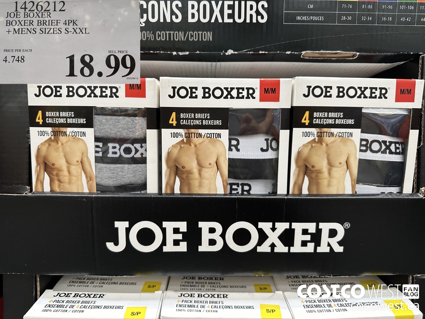 1426212 JOE BOXER BOXER BRIEFS 4PK MENS SIZES S-XXL $18.99