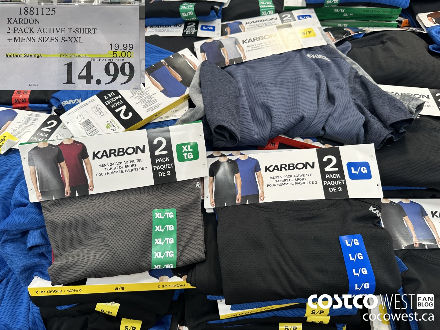 1881125 KARBON 2-PACK ACTIVE T-SHIRT MENS SIZES S-XXL ($5.00 INSTANT SAVINGS EXPIRES ON 2023-07-23) $14.99