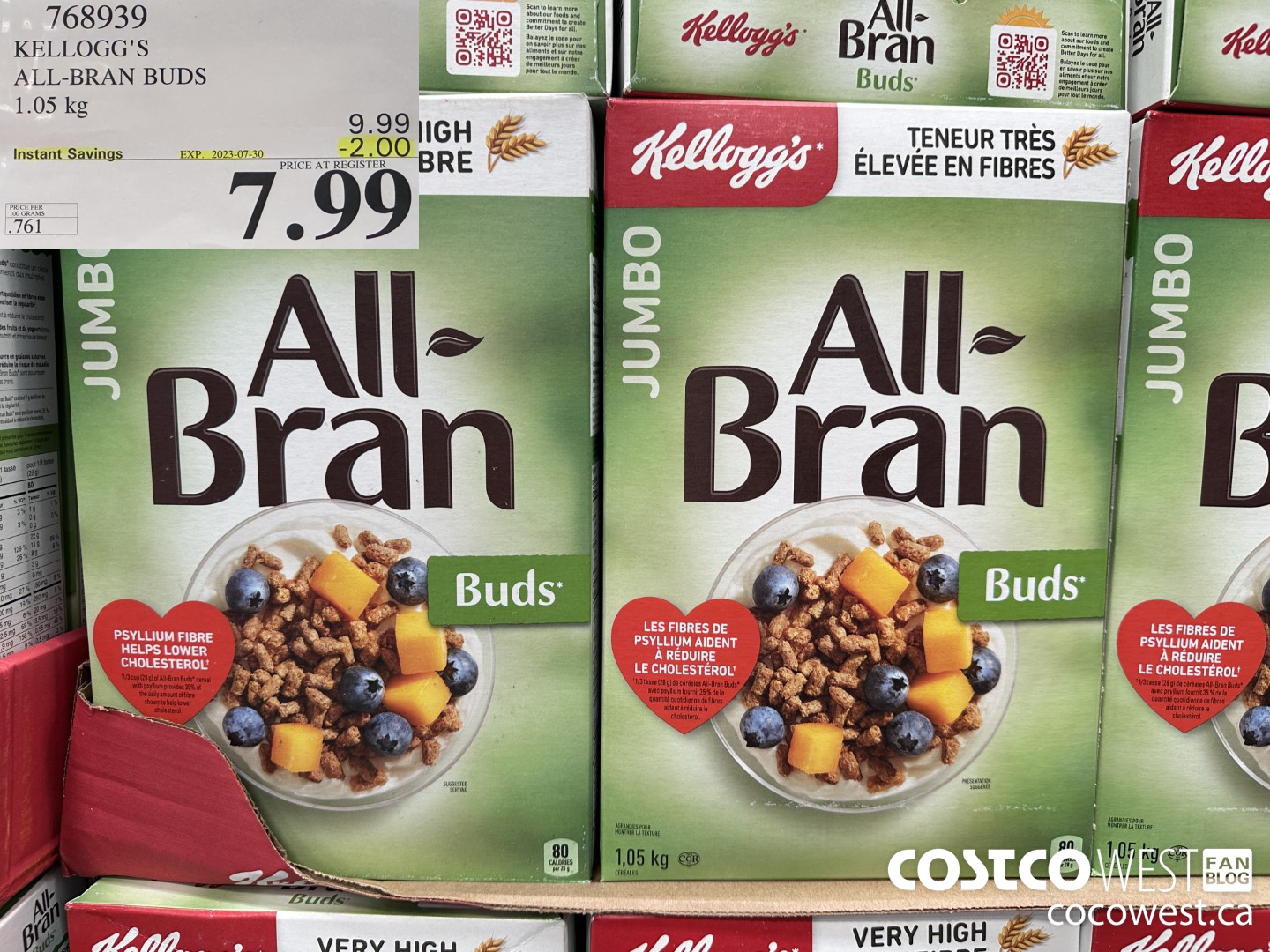 768939 KELLOGG'S ALL-BRAN BUDS JUMBO 1050 G ($2.00 INSTANT SAVINGS EXPIRES ON 2023-07-30) $7.99