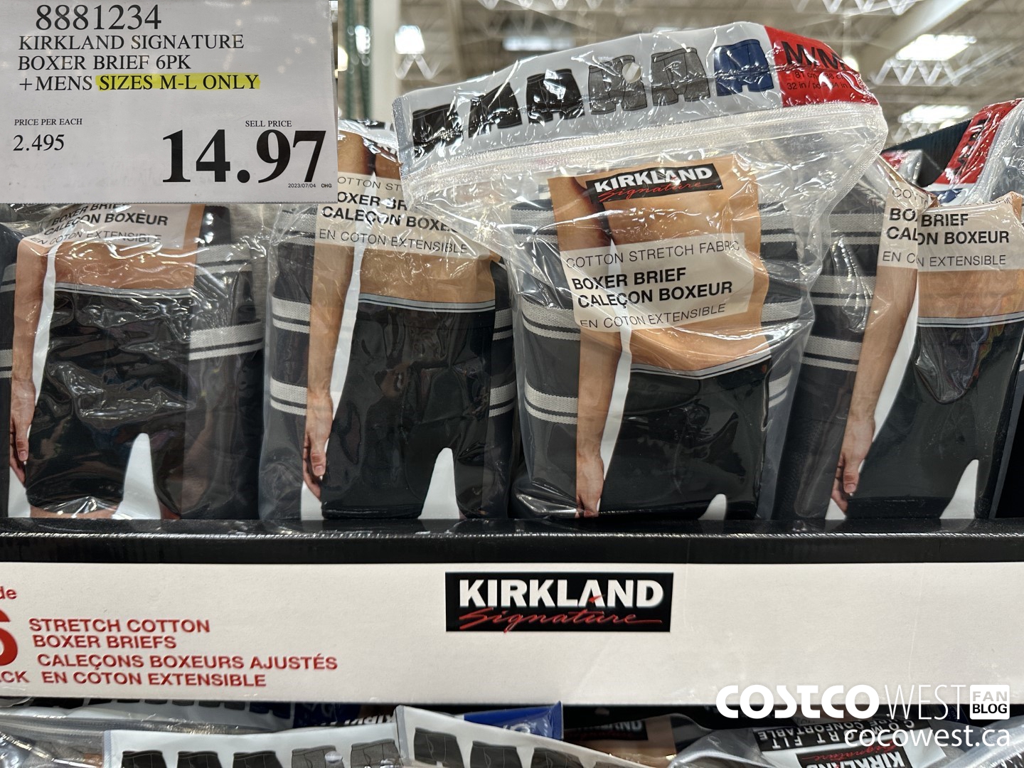 8881234 KIRKLAND SIGNATURE BOXER BRIEFS 6PK MENS SIZES M-L ONLY $14.97
