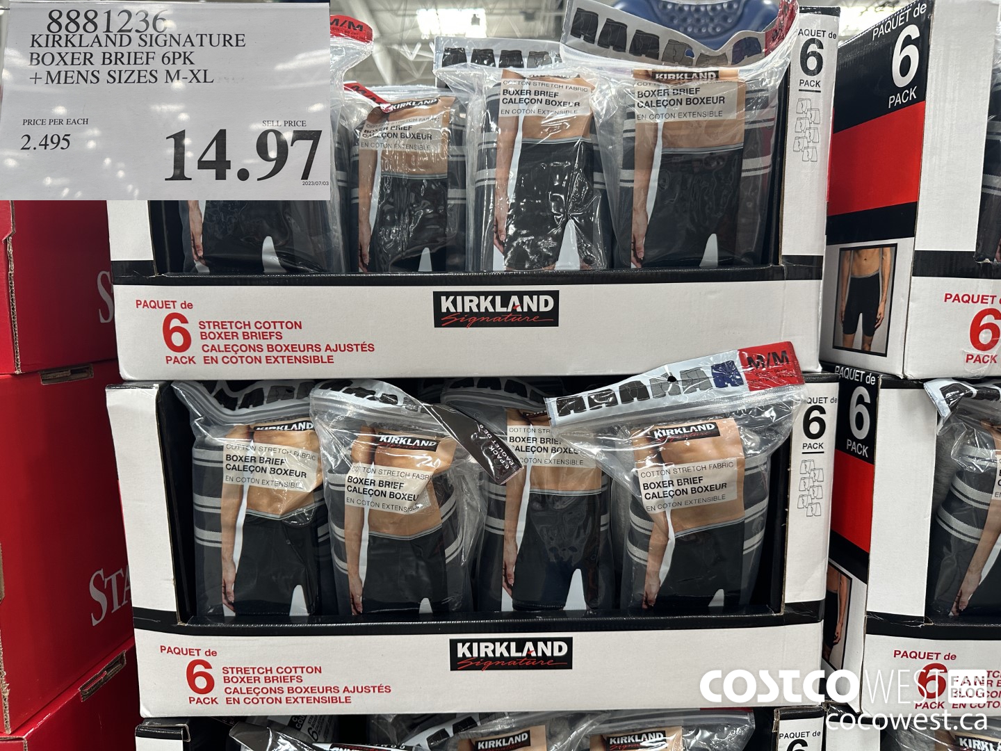 8881236 KIRKLAND SIGNATURE BOXER BRIEF 6PK MENS SIZES M-XL $14.97