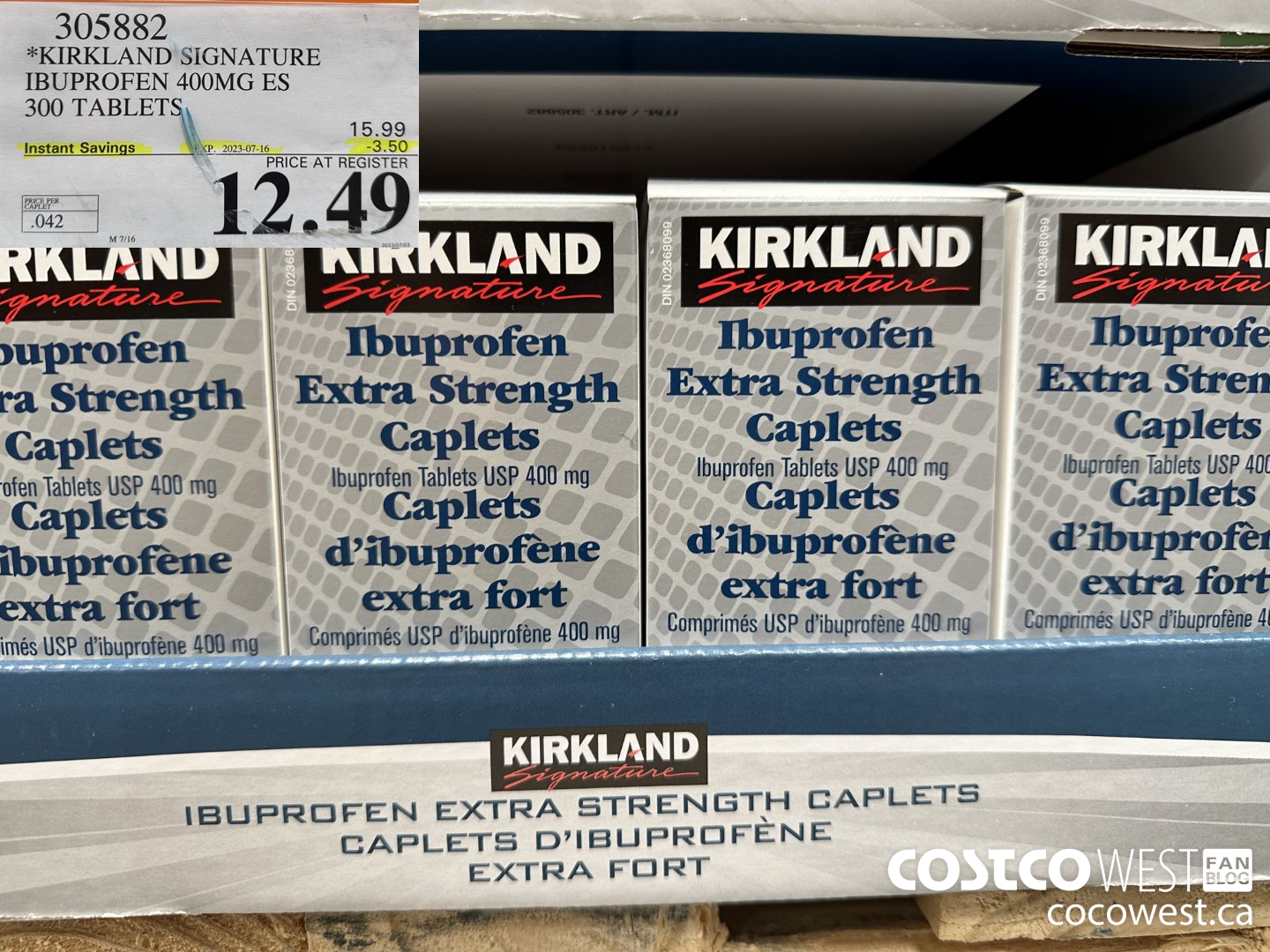 305882 KIRKLAND SIGNATURE IBUPROFEN 400MG ES 300 TABLETS ($3.50 INSTANT SAVINGS EXPIRES ON 2023-07-16) $12.49