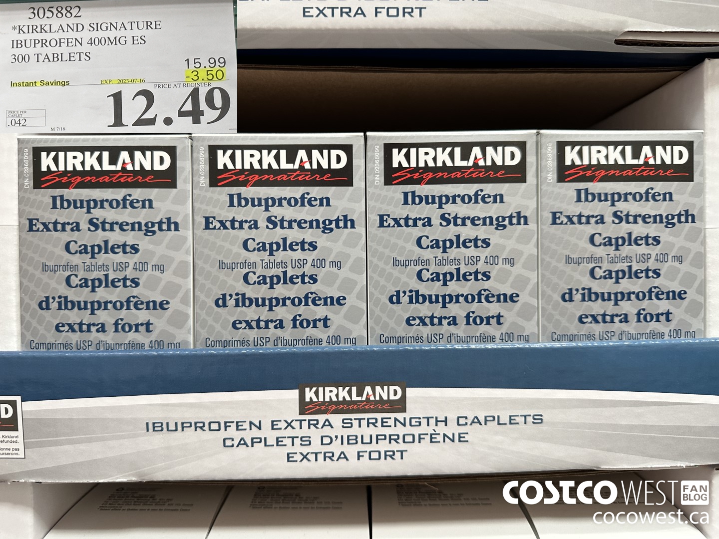 305882 KIRKLAND SIGNATURE IBUPROFEN 400MG TABLET EXTRA STRENGTH 300's ($3.50 INSTANT SAVINGS EXPIRES ON 2023-07-16) $12.49