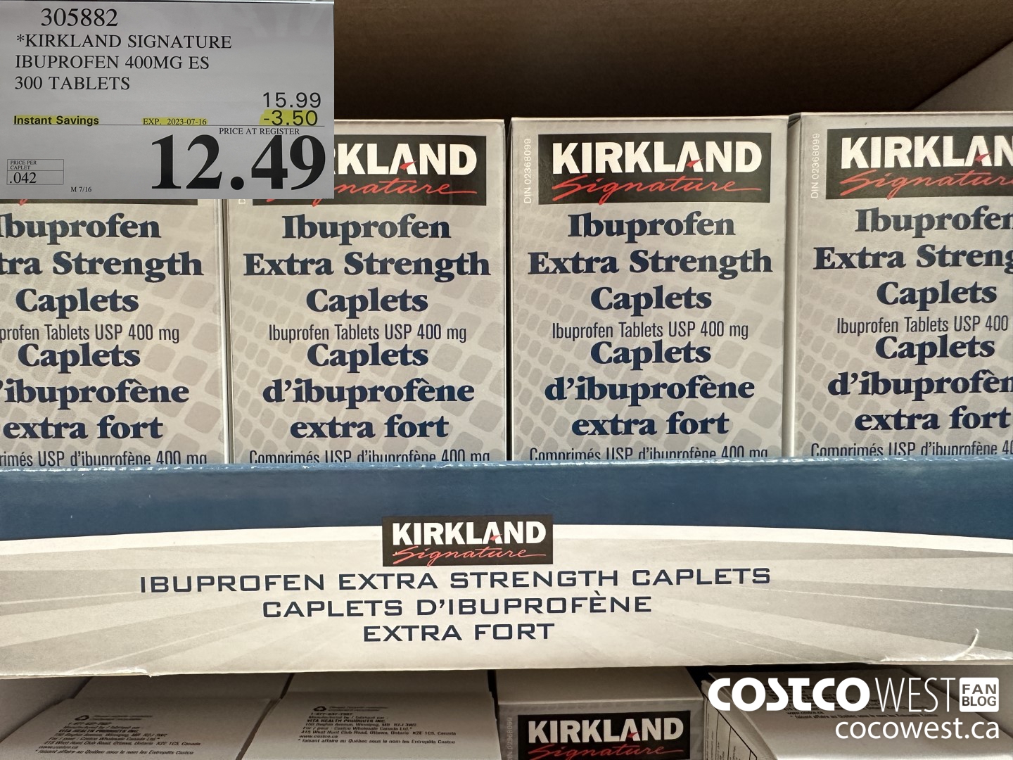 305882 KIRKLAND SIGNATURE IBUPROFEN 400MG TABLET EXTRA STRENGTH 300's ($3.50 INSTANT SAVINGS EXPIRES ON 2023-07-16) $12.49