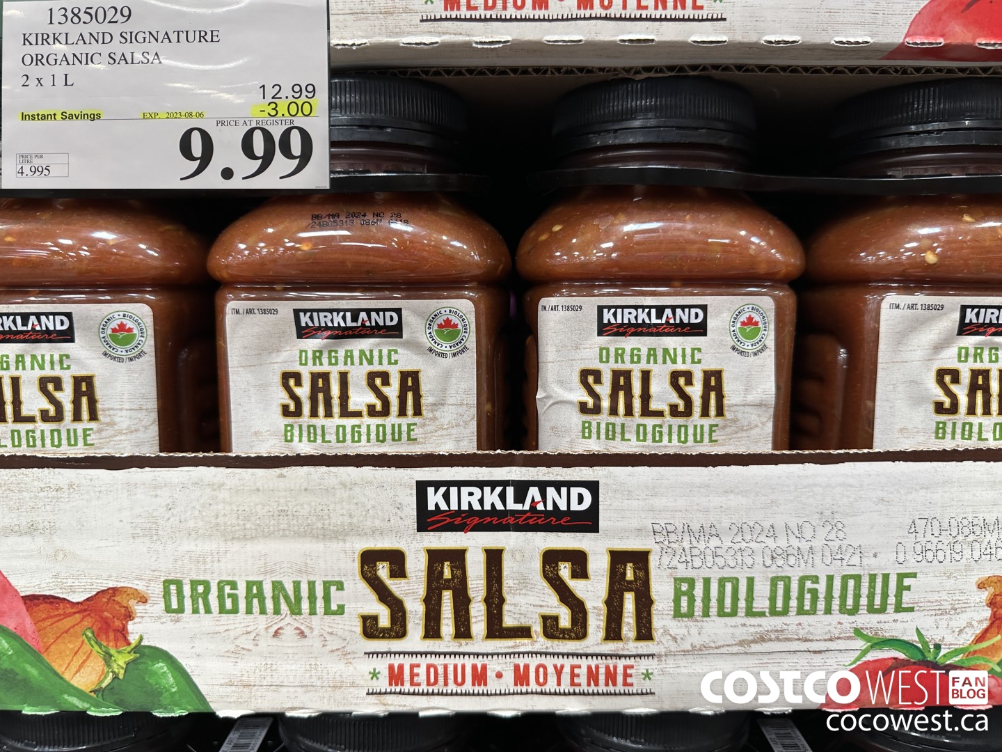 1385029 KIRKLAND SIGNATURE ORGANIC SALSA 2 X 1L ($3.00 INSTANT SAVINGS EXPIRES ON 2023-08-06) $9.99