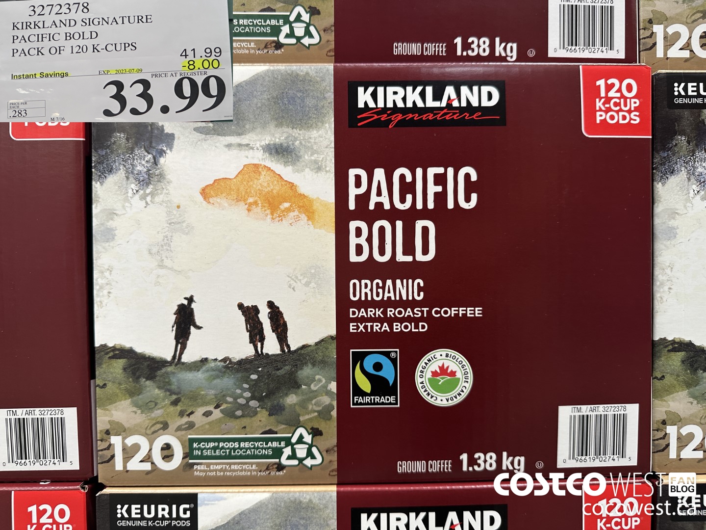 3272378 KIRKLAND SIGNATURE PACIFIC BOLD K-CUPS 120 COUNT ($8.00 INSTANT SAVINGS EXPIRES ON 2023-07-09) $33.99