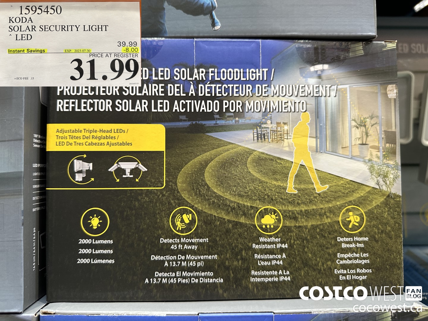 1595450 KODA SOLAR SECURITY LIGHT LED ($8.00 INSTANT SAVINGS EXPIRES ON 2023-07-30) $31.99