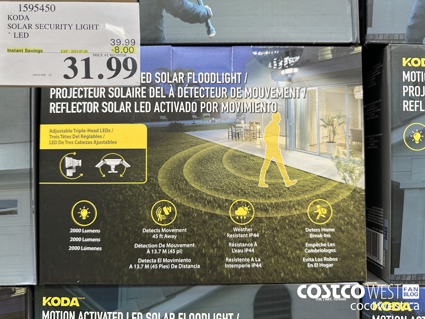 1595450 KODA SOLAR SECURITY LIGHT LED ($8.00 INSTANT SAVINGS EXPIRES ON 2023-07-30) $31.99