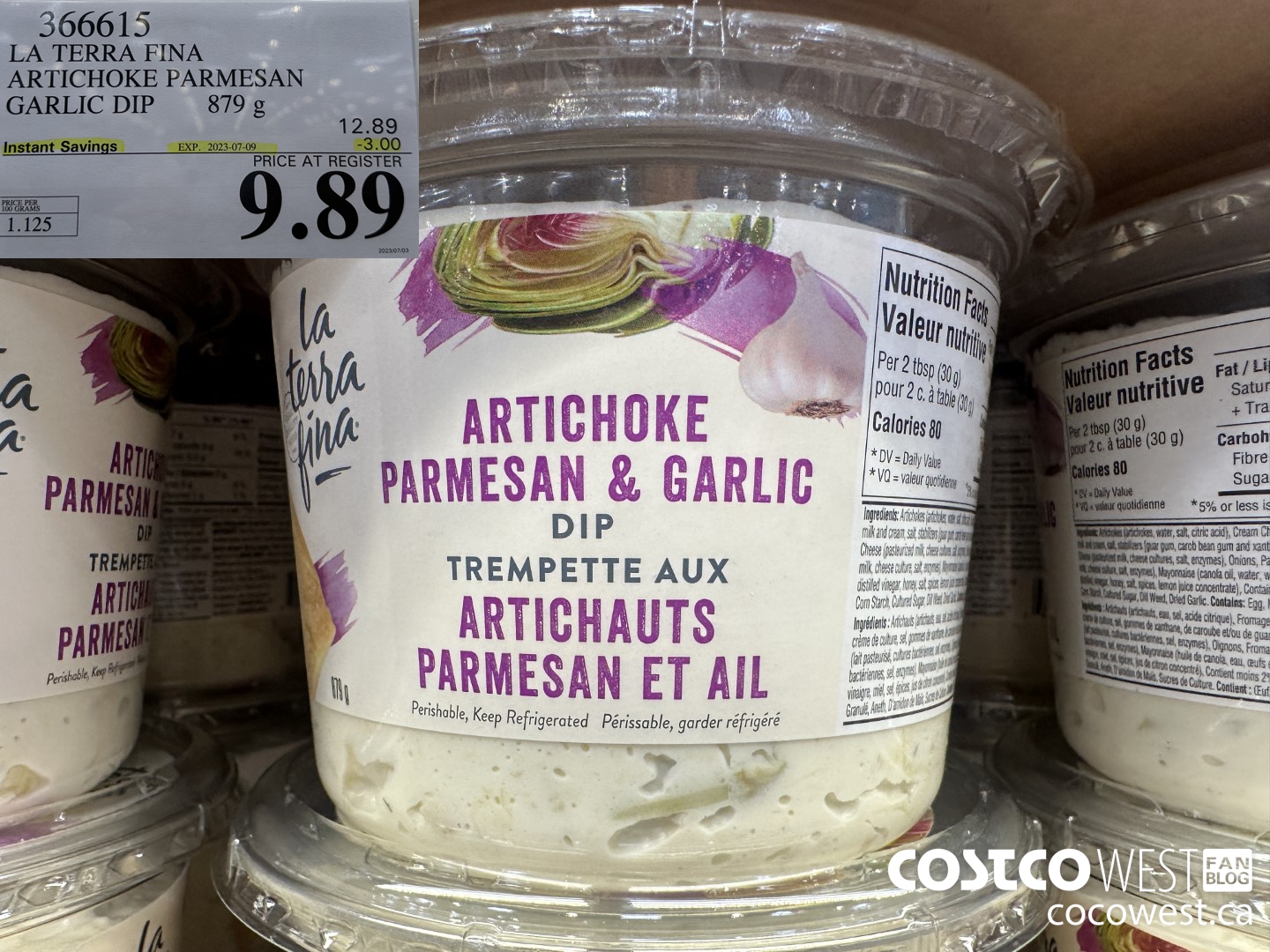 366615 LA TERRA FINA ARTICHOKE PARMESAN GARLIC DIP 879g ($3.00 INSTANT SAVINGS EXPIRES ON 2023-07-09) $9.89