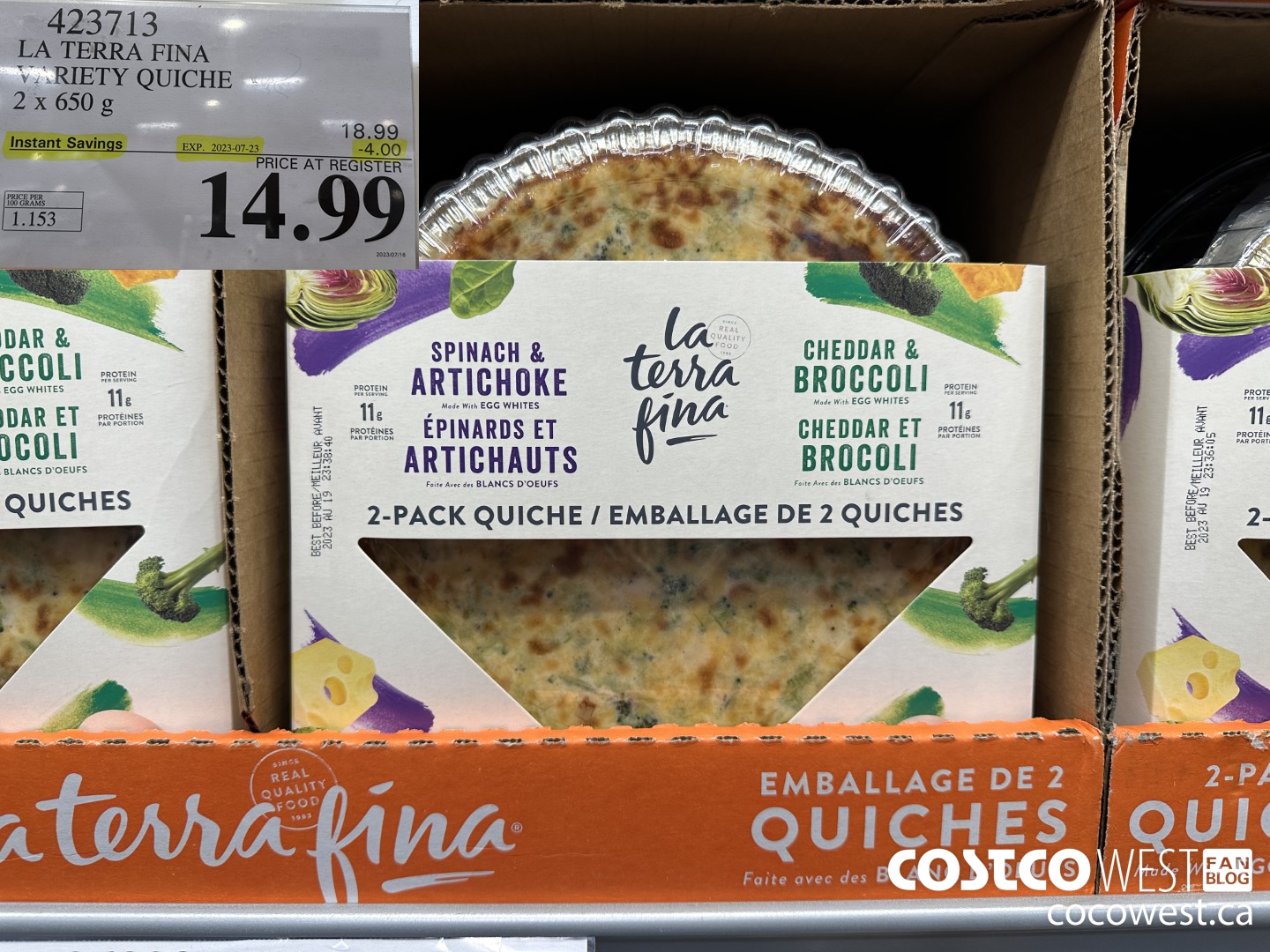 423713 LA TERRA FINA VARIETY QUICHE 2 x 650 g ($4.00 INSTANT SAVINGS EXPIRES ON 2023-07-23) $14.99