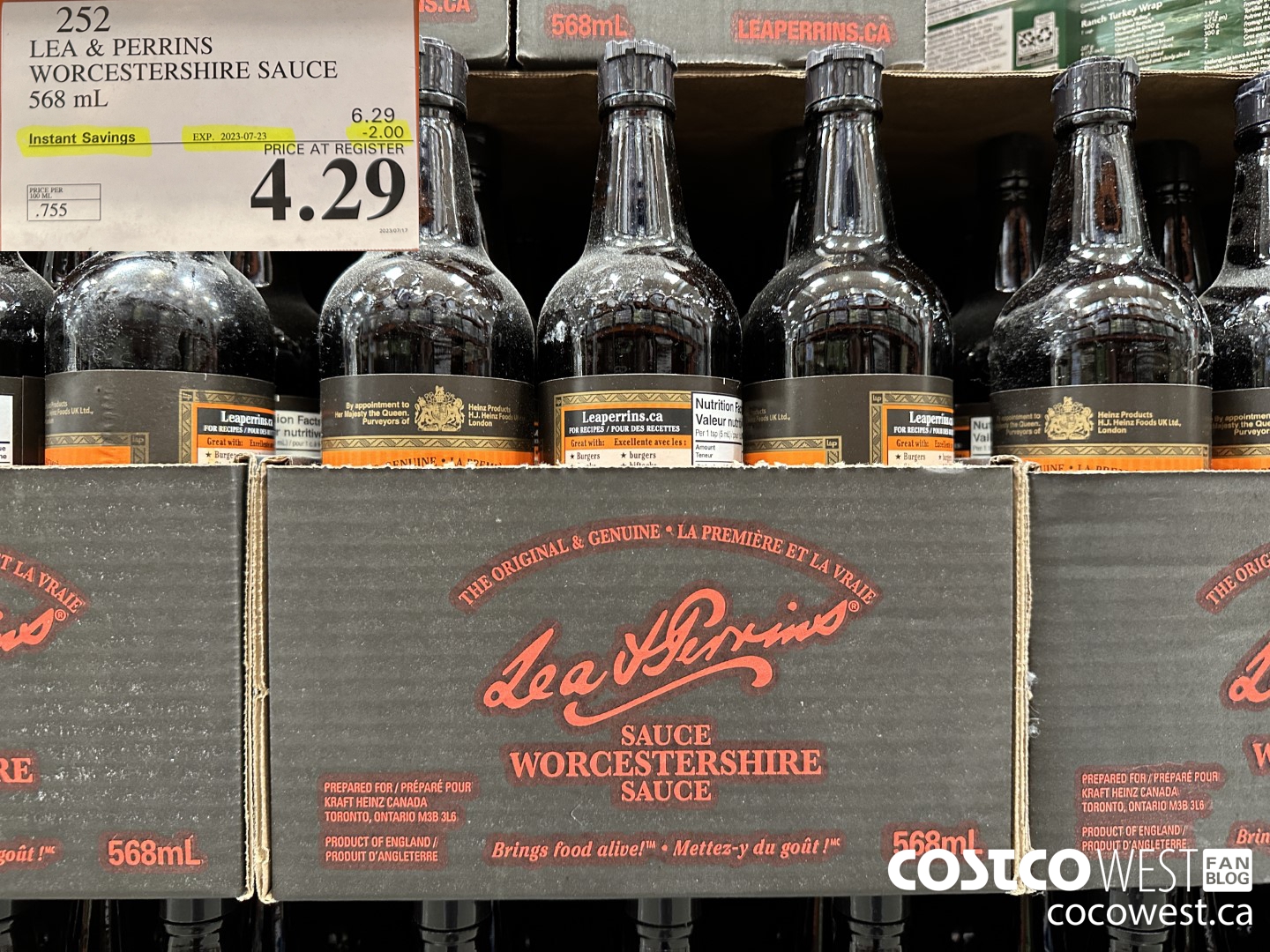 252 LEA & PERRINS WORCESTERSHIRE SAUCE 568 ML ($2.00 INSTANT SAVINGS EXPIRES ON 2023-07-23) $4.29