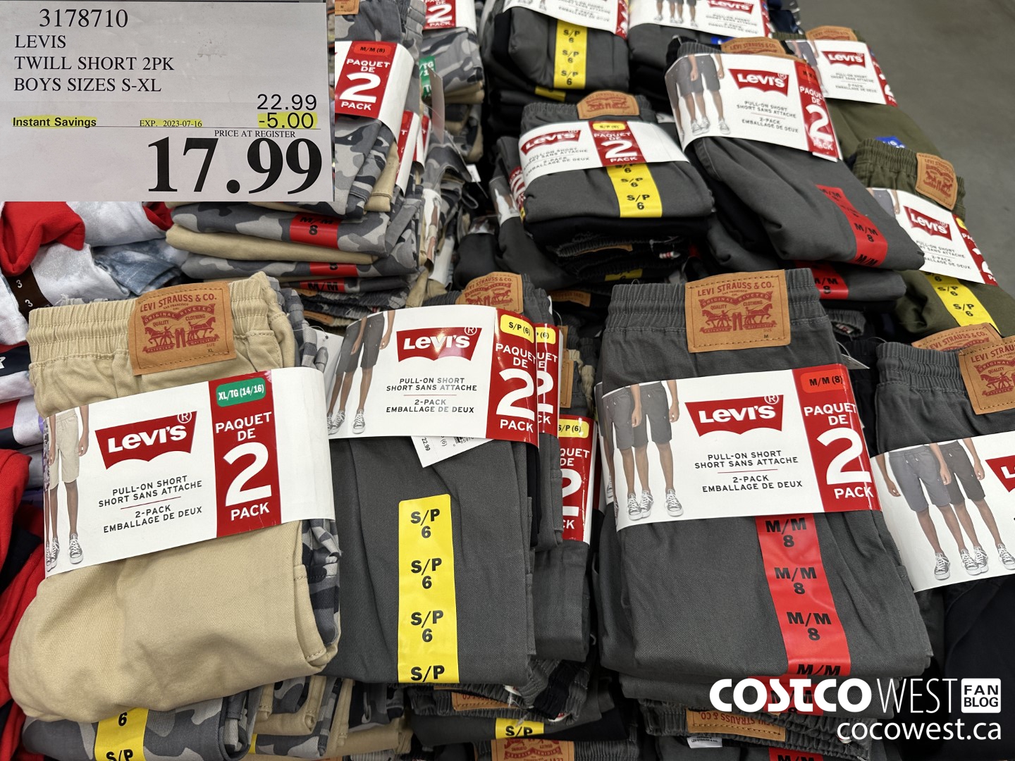 3178710 LEVIS TWILL SHORT 2PK BOYS SIZES S-XL  ($5.00 INSTANT SAVINGS EXPIRES ON 2023-07-16) $17.99