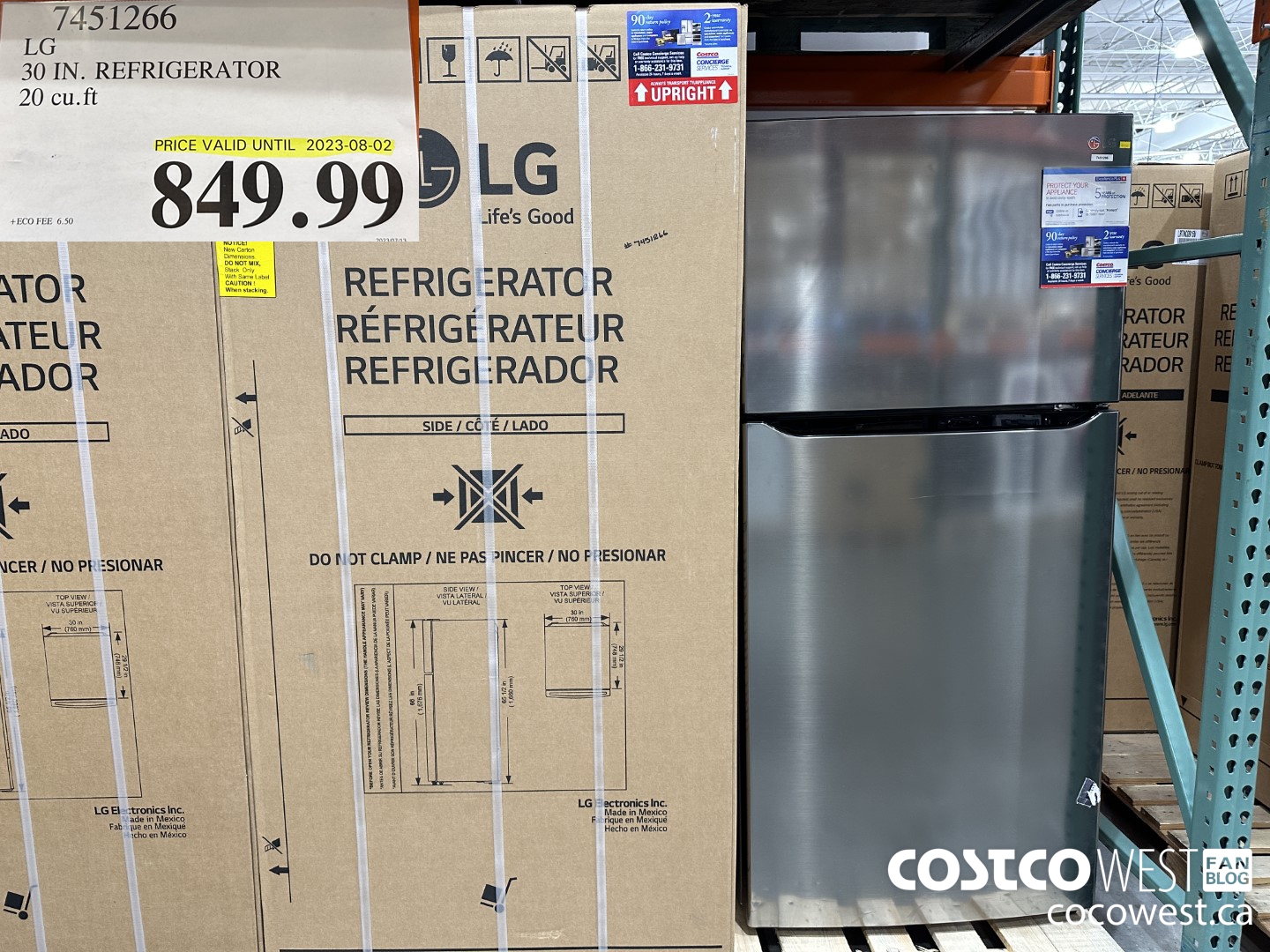 7451266 LG 30 IN. REFRIGERATOR 20 cu.ft (EXPIRES ON 2023-08-02) $849.99