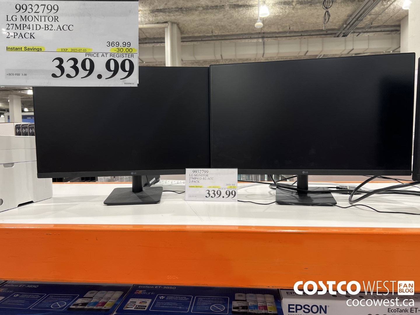 9932799 LG MONITOR 27MP41D-B2.ACC 2-PACK ($30.00 INSTANT SAVINGS EXPIRES ON 2023-07-03) $339.99