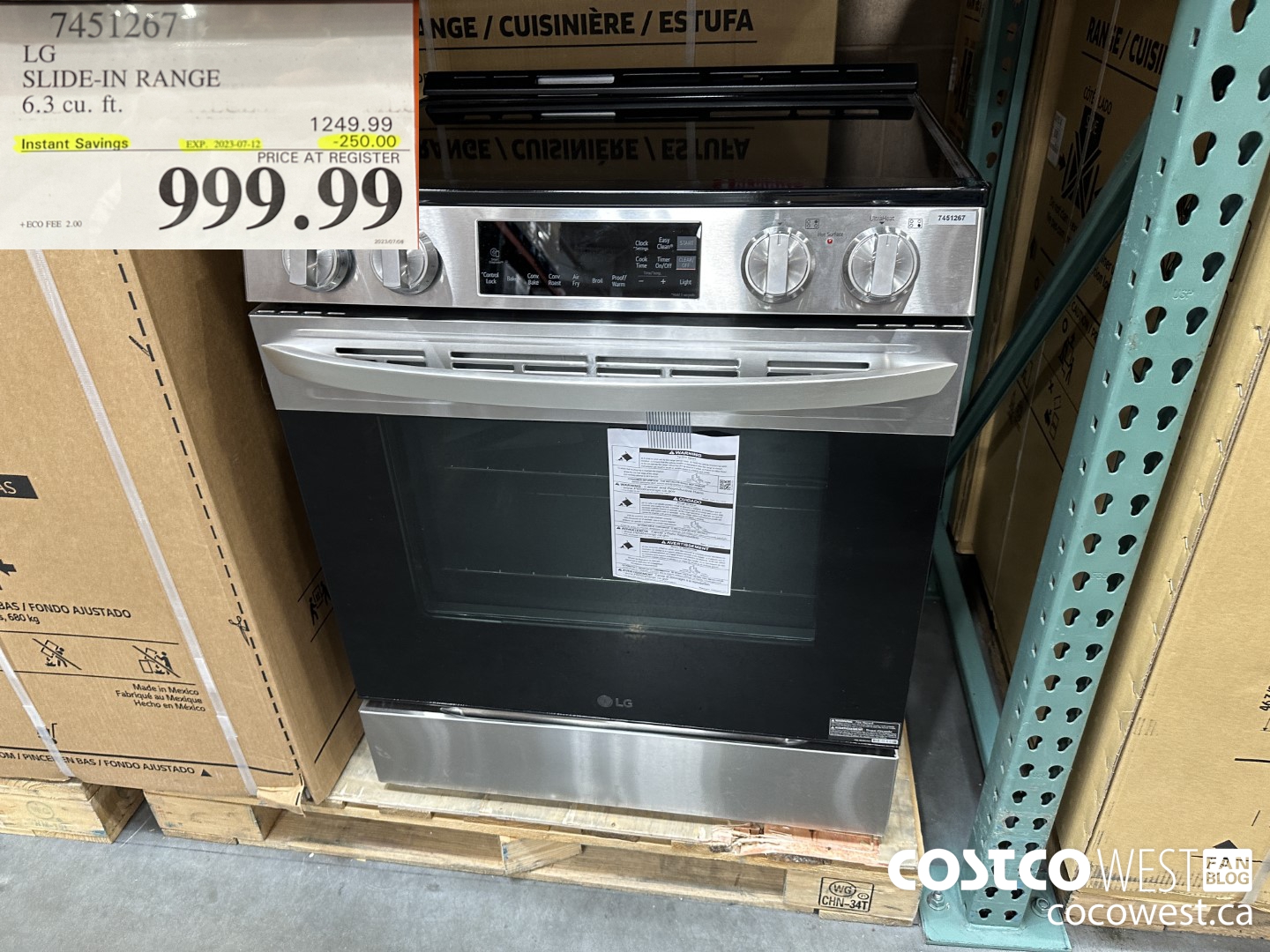 7451267 LG SLIDE-IN RANGE 6.3 CU. FT. ($250.00 INSTANT SAVINGS EXPIRES ON 2023-07-12) $999.99