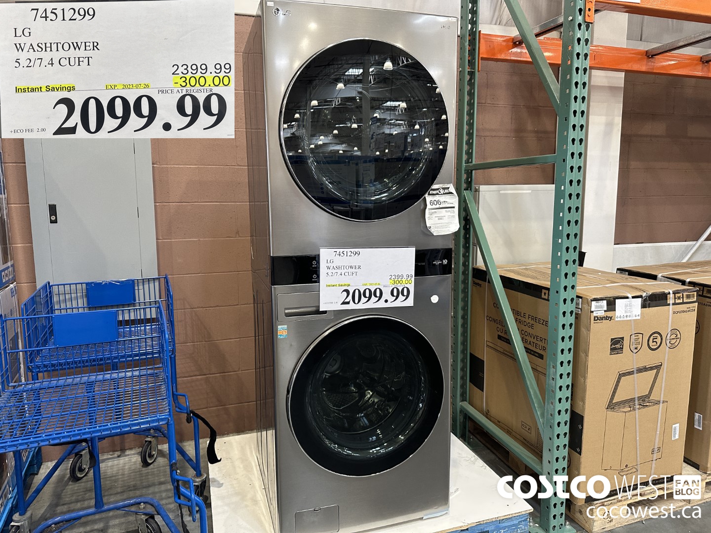 7451299 LG WASHTOWER 5.2/7.4 CUFT ($300.00 INSTANT SAVINGS EXPIRES ON 2023-07-26) $2099.99