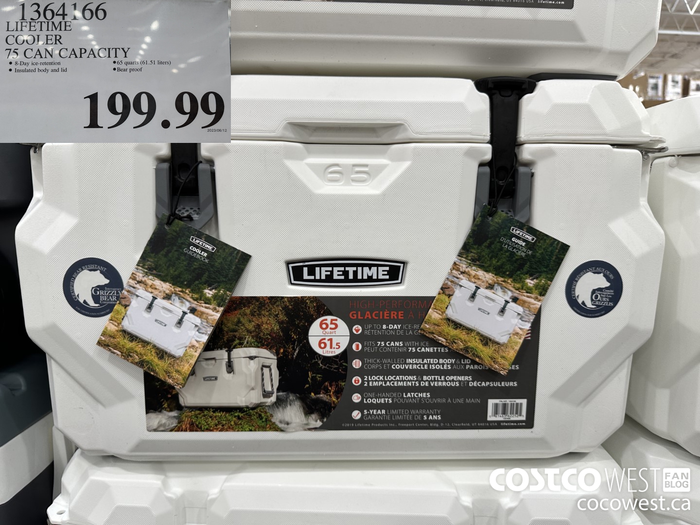 1364166 LIFETIME COOLER 75 CAN CAPACITY $199.99