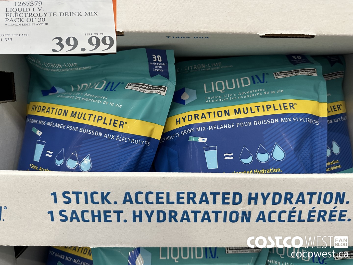 1267379 LIQUID I.V. ELECTROLYTE DRINK MIX PACK OF 30 $39.99