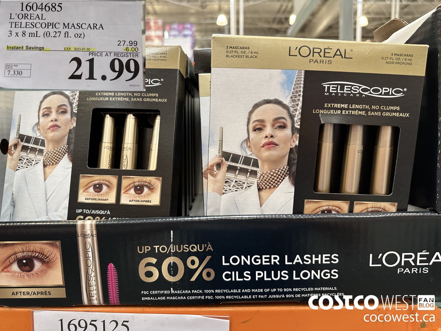 1604685 L'OREAL TELESCOPIC MASCARA 3 X 8 ML (0.27 FL. OZ) ($6.00 INSTANT SAVINGS EXPIRES ON 2023-07-30) $21.99