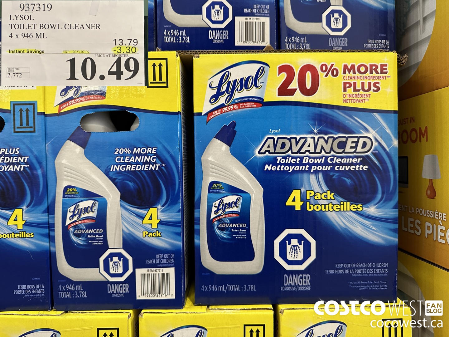 937319 LYSOL TOILET BOWL CLEANER 4 x 946 ML ($3.30 INSTANT SAVINGS EXPIRES ON 2023-07-09) $10.49