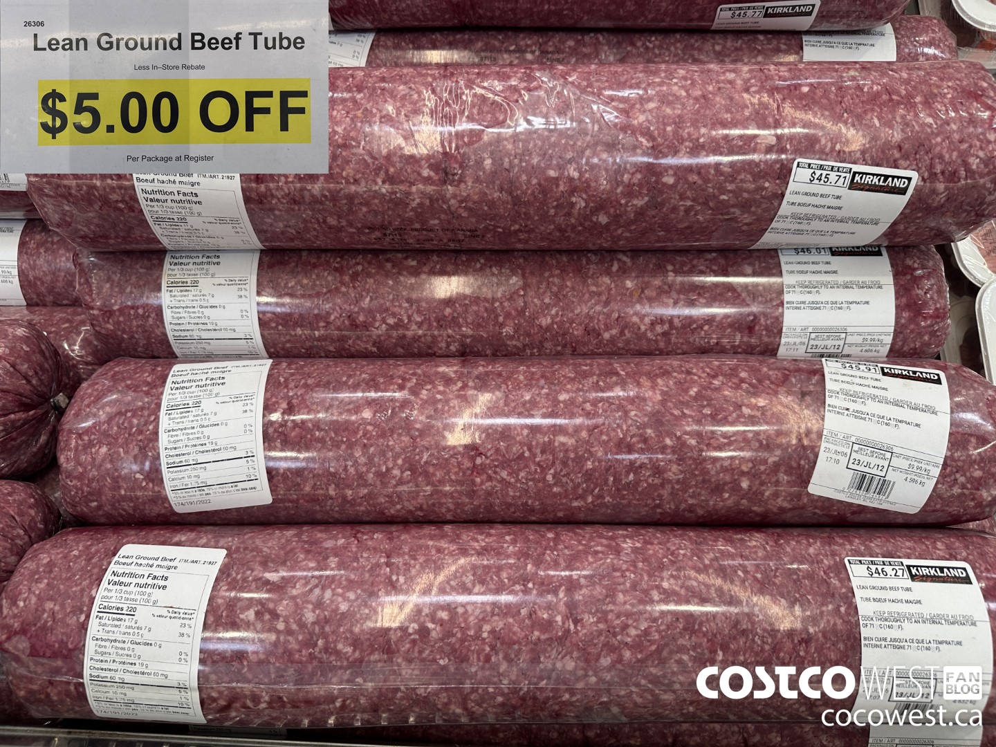 26306 Lean Ground Beef Tube ($5.00 INSTANT SAVINGS)