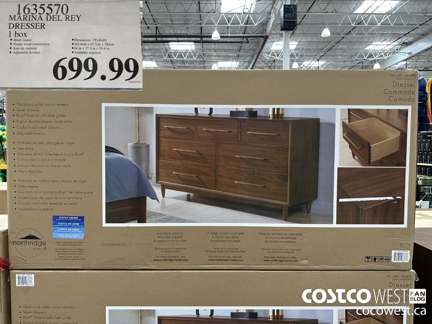 1635570 MARINA DEL REY DRESSER 1 BOX $699.99